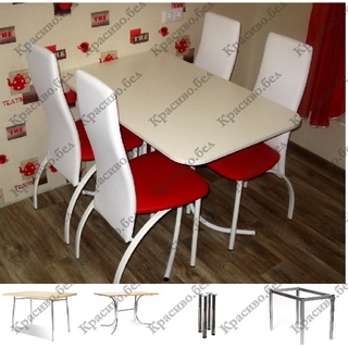 Обеденная группа. Стол прямоугольный со скосом "Бежевый" + 4 стула "Модель 92". Выбор размера и цвета. Обеденная группа. Стол прямоугольный со скосом "Бежевый" + 4 стула "Модель 92". Выбор размера и цвета.