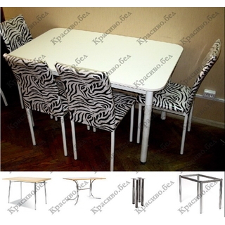 Обеденная группа. Стол прямоугольный со скосом "Белый" + 4 стула "Модель 95". Выбор размера и цвета. Обеденная группа. Стол прямоугольный со скосом "Белый" + 4 стула "Модель 95". Выбор размера и цвета.