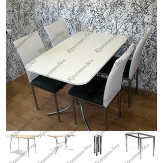 Обеденная группа. Стол прямоугольный со скосом "Белый" + 4 стула "Модель 95". Выбор размера и цвета. Обеденная группа. Стол прямоугольный со скосом "Белый" + 4 стула "Модель 95". Выбор размера и цвета.