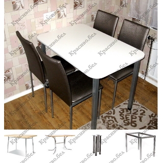 Обеденная группа. Стол прямоугольный со скосом "Белый" + 4 стула "Модель 95". Выбор размера и цвета. Обеденная группа. Стол прямоугольный со скосом "Белый" + 4 стула "Модель 95". Выбор размера и цвета.