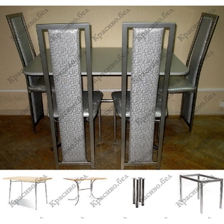 Обеденная группа. Стол прямоугольный "Металлик" + 4 стула "Модель 90". Выбор размера и цвета.