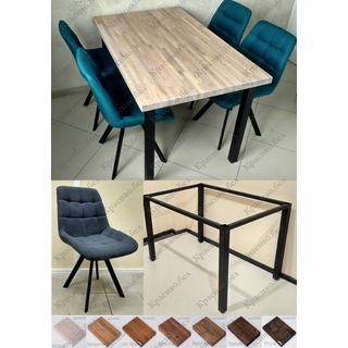 Обеденная группа. Стол на цельной раме серии Т + 4 стула Нико. Выбор размера и цвета. Обеденная группа. Стол на цельной раме серии Т + 4 стула Нико. Выбор размера и цвета.